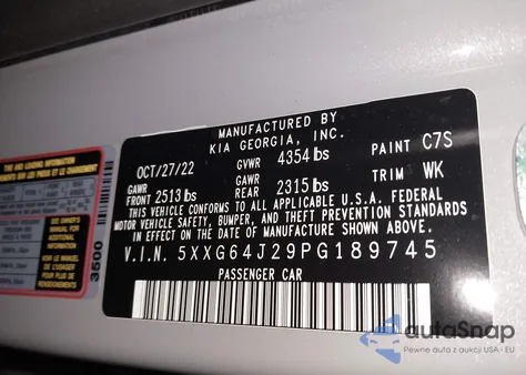 2023 Kia K5 Gt-Line z USA, uszkodzony, nr VIN 5XXG64J29PG189745